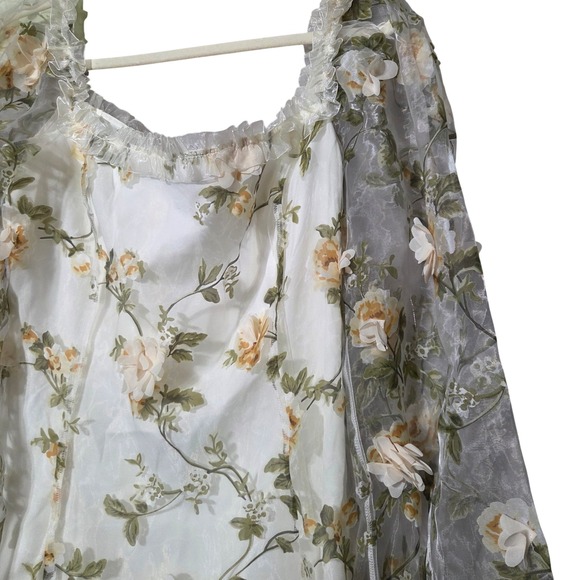 Sugar Thrillz Floral Sheer Mini Dress Large NWOT Romantic‎ Cottagecore Coquette - Picture 8 of 10